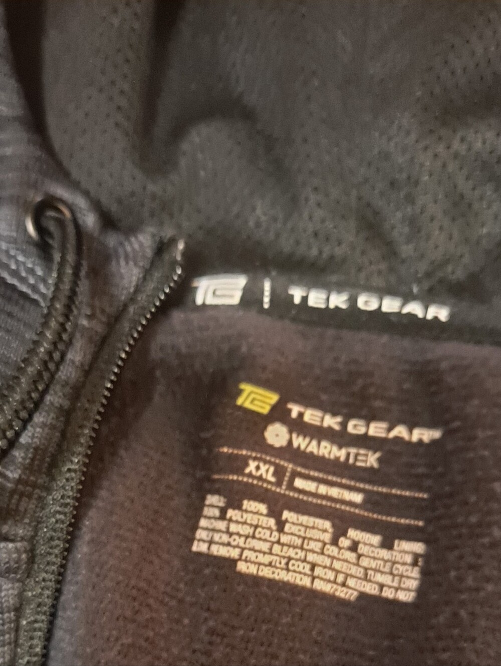Tek Gear Warmtek Black Heather Full-Zip Hoodie Mens Sz XXL - Picture 4 of 5